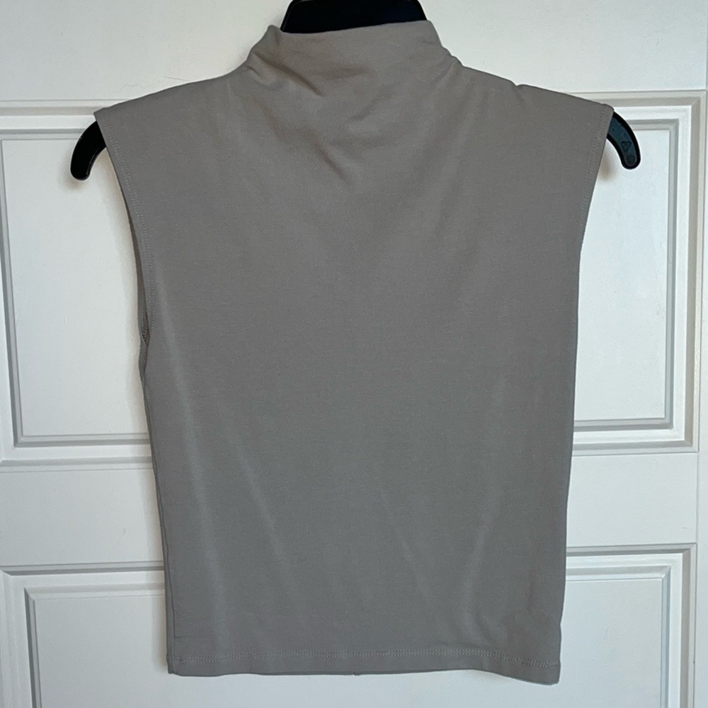 Madewell Cream Fitted Tank Top with Mandarin Collar